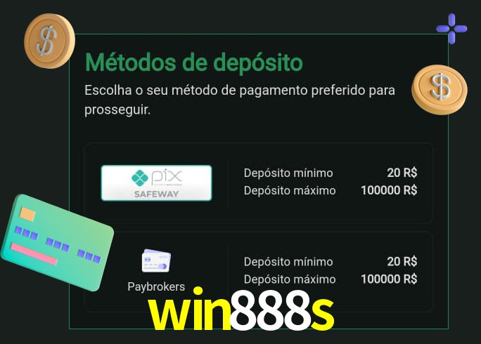 O cassino win888s oferece uma grande variedade de métodos de pagamento